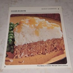 The Betty Crocker Recipe Card Library REPLACEMENT CARD BUDGET CASSEROLES 1971